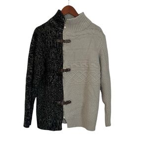 Black and Gray Zip w/Buckle Sweater